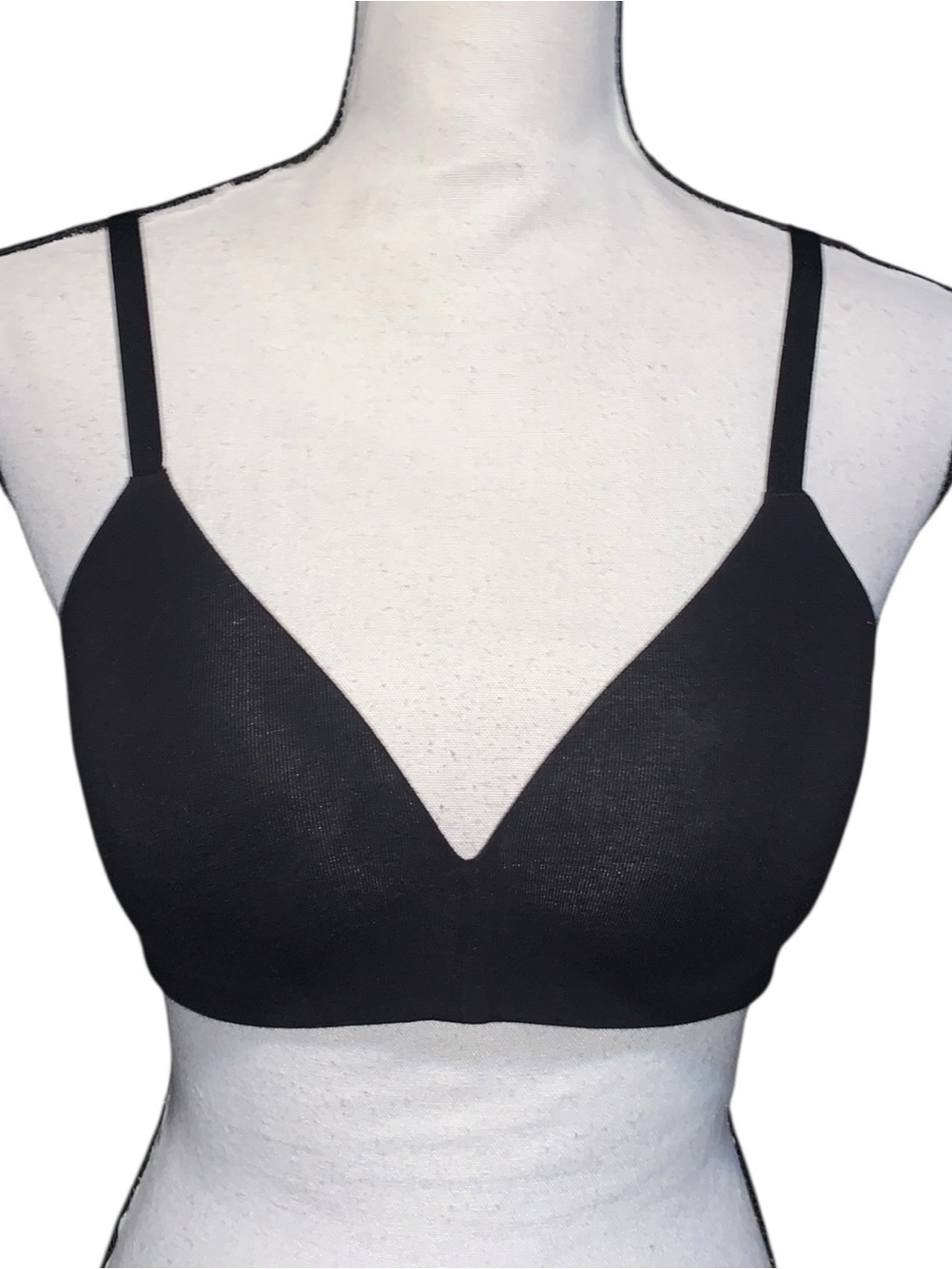 Ambrielle Organic Cotton Wirefree Black Seamless Bra 34B
